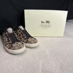 Coach Womens Brown and Black Slip-On Sneakers